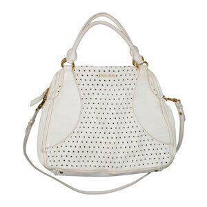 Miu Miu Cream White Perforated Large Leather Bowling Bag